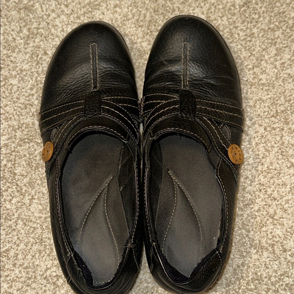 Clarks Womens Comfy Black Ashland Leather Slip on Loafers Size 9.5 - Picture 3 of 10